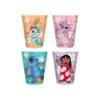 Thumbnail for Lilo and Stitch Tropical Character Panels 4pc 1.5oz Plastic Mini Cup Set – 24 pc ppk ($3.50 each)