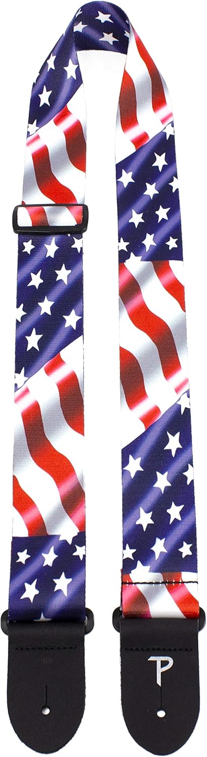 USA WAVING FLAG DESIGN POLYESTER GUITAR STRAP