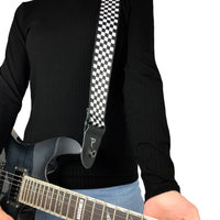 Thumbnail for BLACK / WHITE CHECKER DESIGN POLYESTER GUITAR STRAP