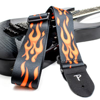 Thumbnail for ORANGE FLAMES DESIGN POLYESTER GUITAR STRAP