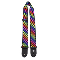 Thumbnail for CHECKER RAINBOW DESIGN POLYESTER GUITAR STRAP