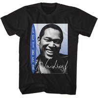 Thumbnail for LUTHER VANDROSS-LUTHER VANDROSS SMILING PHOTO-BLACK ADULT S/S TSHIRT