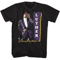 Thumbnail for LUTHER VANDROSS-LUTHER VANDROSS PURPLE SUIT-BLACK ADULT S/S TSHIRT