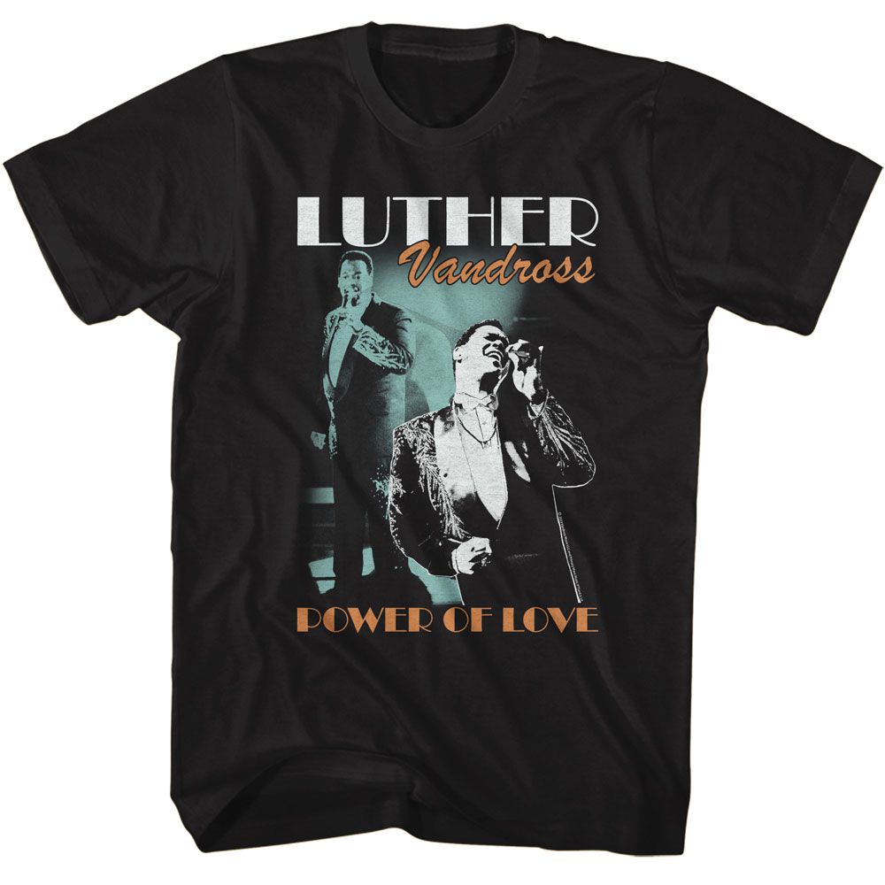 LUTHER VANDROSS-LUTHER VANDROSS SINGING ON STAGE-BLACK ADULT S/S TSHIRT