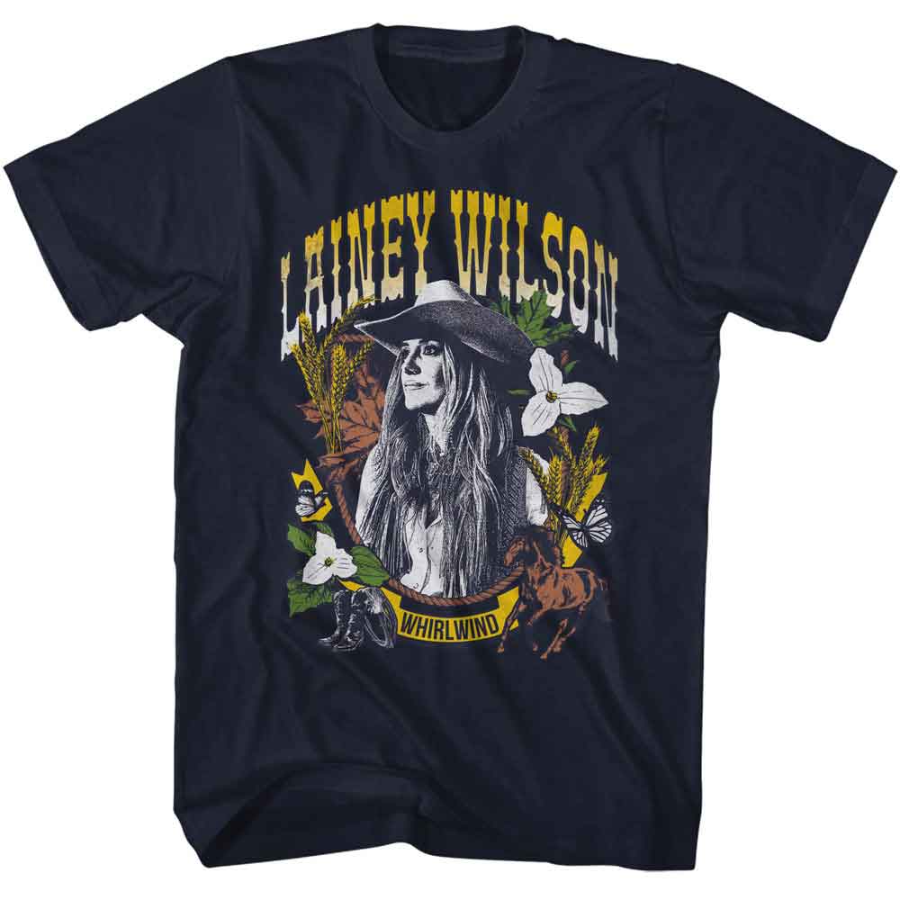 LAINEY WILSON-LAINEY WILSON WHIRLWIND WHEAT AND LEAVES-NAVY ADULT S/S TSHIRT