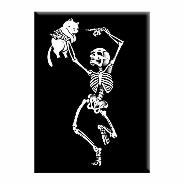 Tobe Fonseca Skeleton With Cat 2.5"x3.5" Magnet  - 3 pc prepack