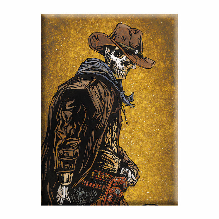 David Lozeau Skull Cowboy 2.5"x3.5" Magnet  - 3 pc prepack