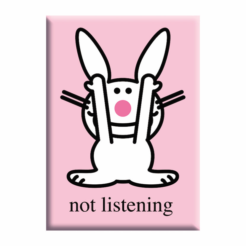 It's Happy Bunny Not Listening 2.5"x3.5" Magnet - 3 pc prepack