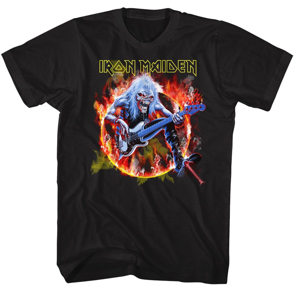 IRON MAIDEN-IRON MAIDEN FLAMING CIRCLE-BLACK ADULT S/S TSHIRT