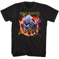 Thumbnail for IRON MAIDEN-IRON MAIDEN FLAMING CIRCLE-BLACK ADULT S/S TSHIRT