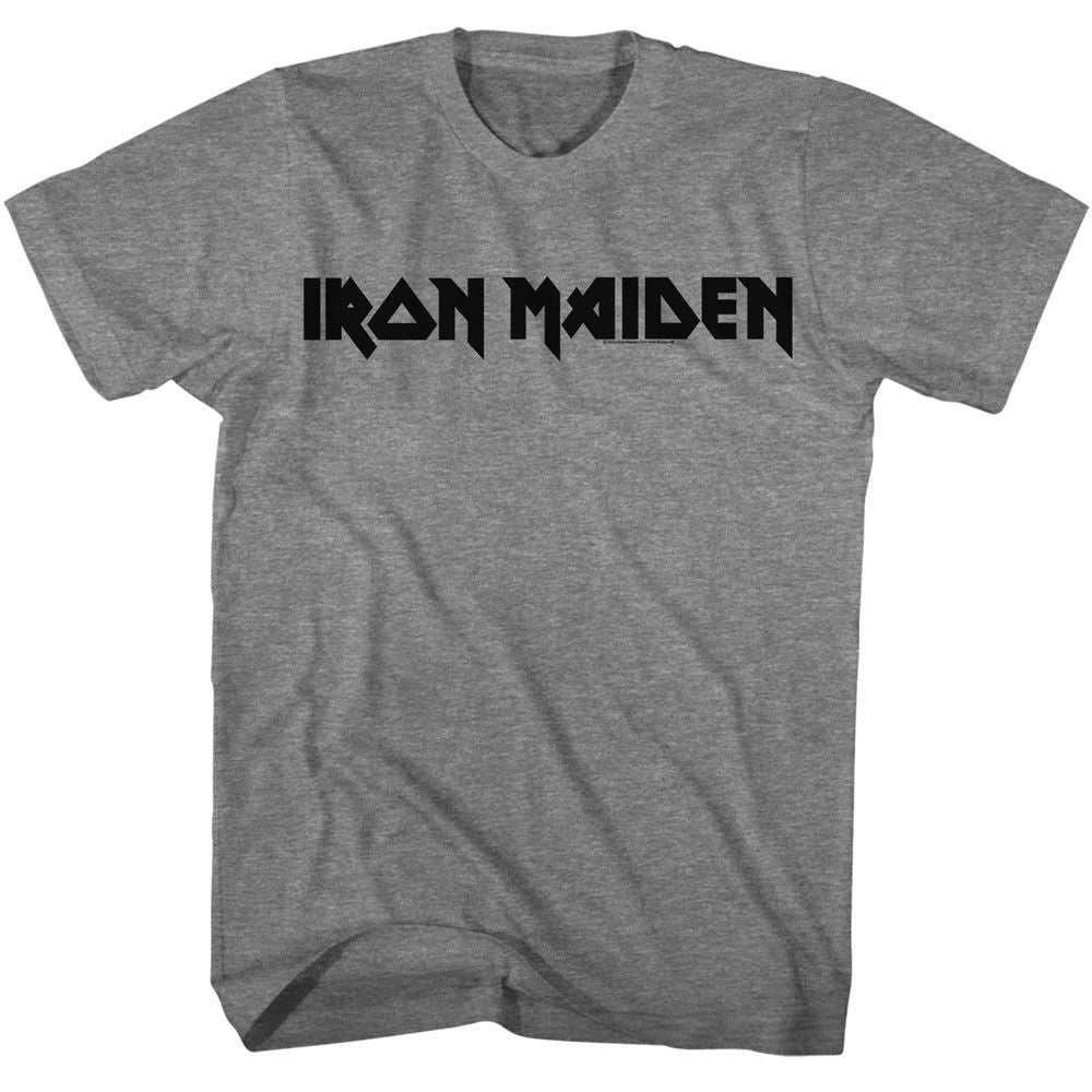 IRON MAIDEN-IRON MAIDEN 1 COLOR LOGO-GRAPHITE HEATHER ADULT S/S TSHIRT