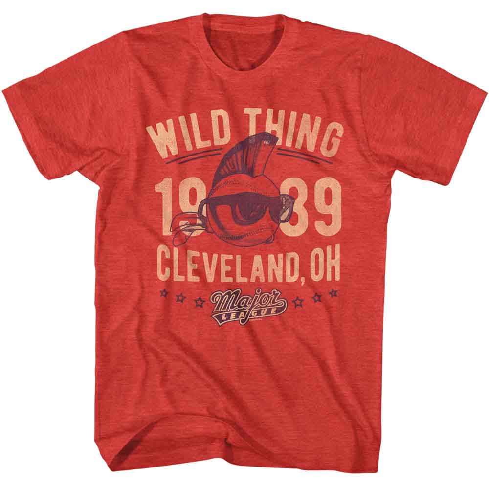 MAJOR LEAGUE-MAJOR LEAGUE WILD THING 94-RED HEATHER ADULT S/S TSHIRT