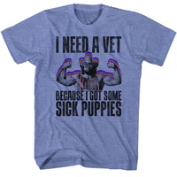 Thumbnail for MACHO MAN-SICK PUPPIES-LIGHT BLUE HEATHER ADULT S/S TSHIRT