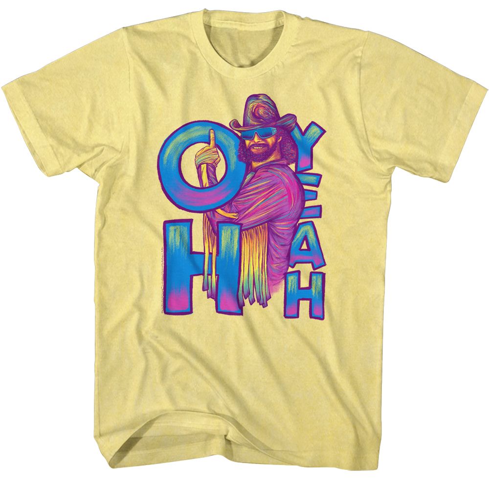 MACHO MAN-OH YEAH-YELLOW HEATHER ADULT S/S TSHIRT