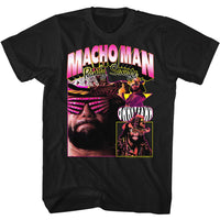 Thumbnail for MACHO MAN-MACHO MAN MACHO COLLAGE-BLACK ADULT S/S TSHIRT