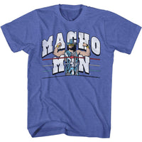 Thumbnail for MACHO MAN-RETRO RING AND ROPES-ROYAL HEATHER ADULT S/S TSHIRT