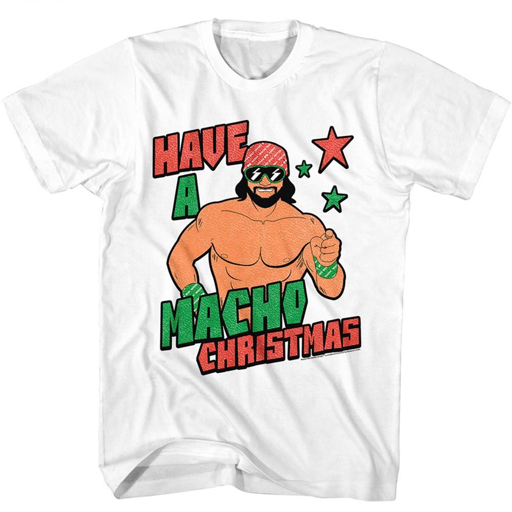 MACHO MAN-MACHOMAN CHRISTMAS-WHITE ADULT S/S TSHIRT