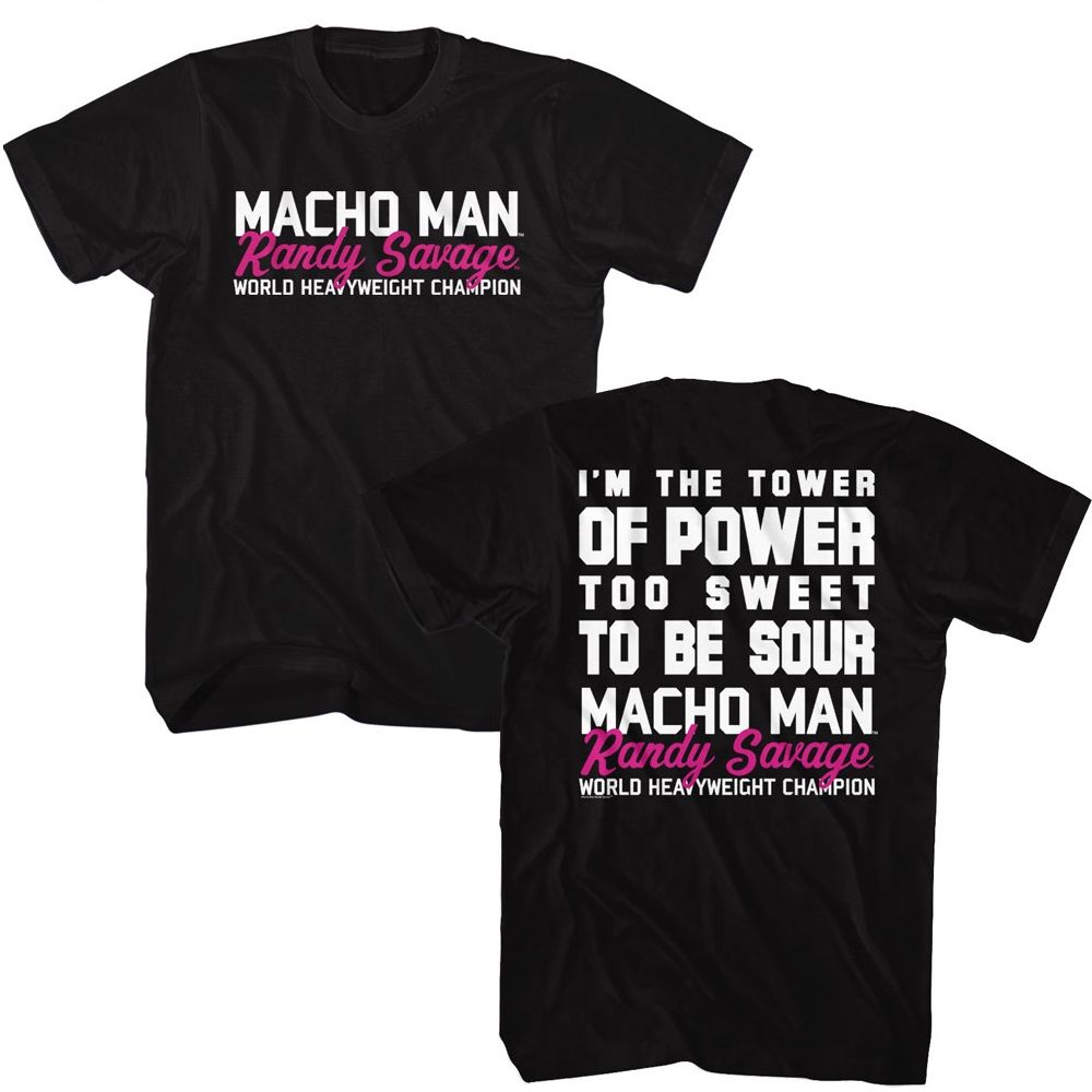MACHO MAN-MACHO MAN TOWER OF POWER-BLACK ADULT S/S TSHIRT