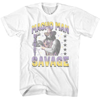 Thumbnail for MACHO MAN-MACHO MAN RANDY AND STARS-WHITE ADULT S/S TSHIRT