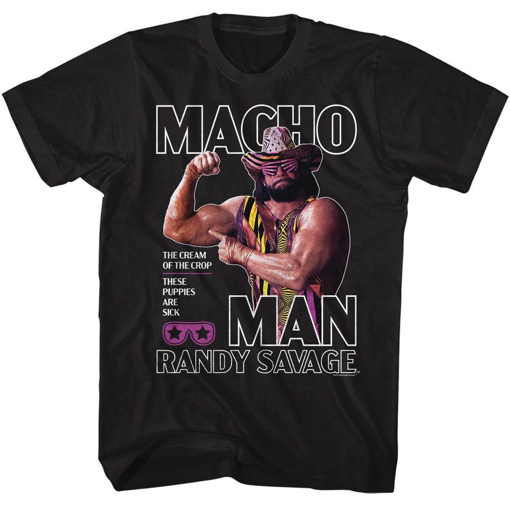 MACHO MAN-MACHO MAN FLEX-BLACK ADULT S/S TSHIRT