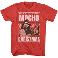 Thumbnail for MACHO MAN-MACHO MAN VERY MACHO CHRISTMAS-RED HEATHER ADULT S/S TSHIRT