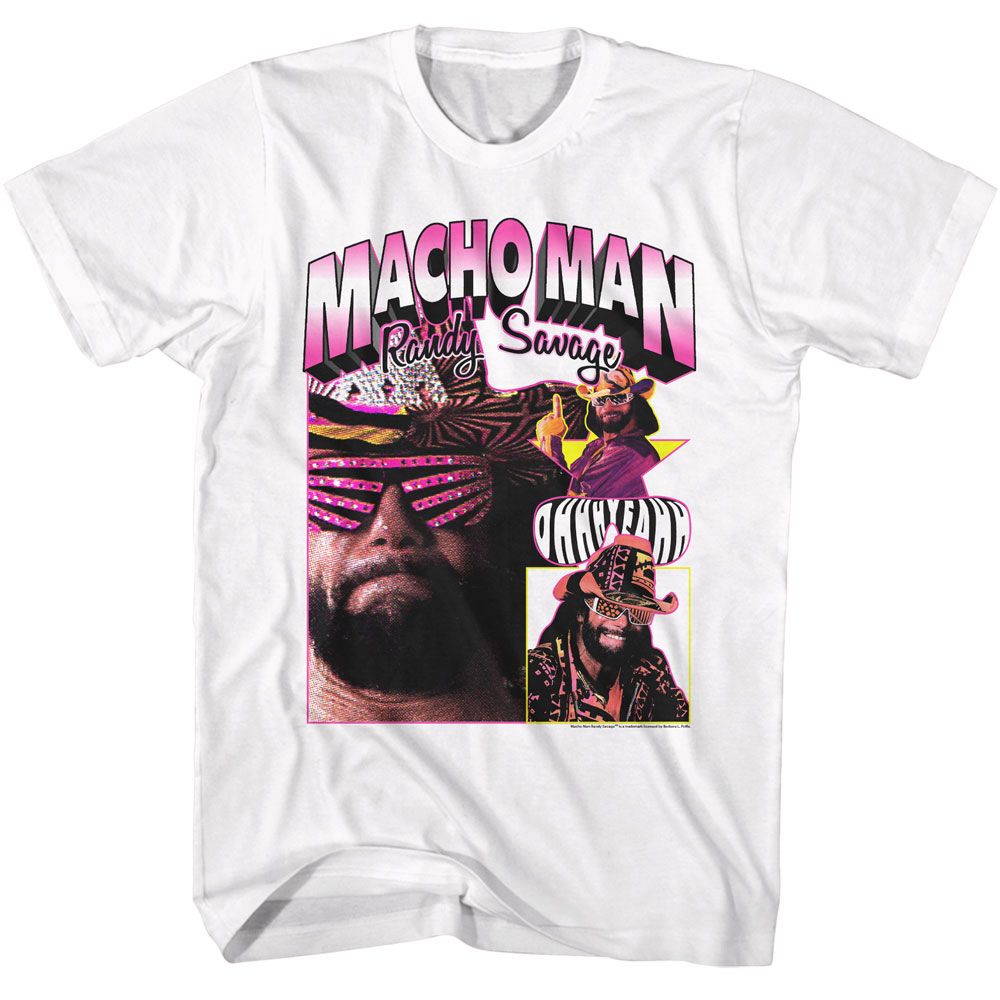 MACHO MAN-MACHO MAN RANDY COLLAGE LIGHT-WHITE ADULT S/S TSHIRT