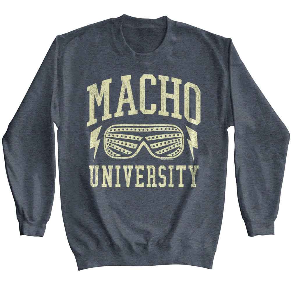 MACHO MAN-MACHO MAN UNIVERSITY-DARK HEATHER ADULT L/S SWEATSHIRT
