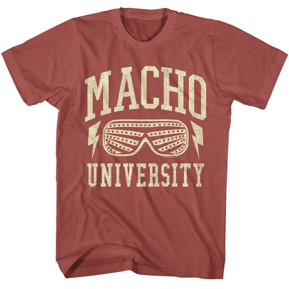 MACHO MAN-MACHO MAN UNIVERSITY-TERRACOTTA ADULT S/S TSHIRT