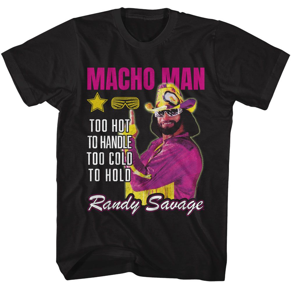 MACHO MAN-MACHO MAN TOO HOT TO HANDLE-BLACK ADULT S/S TSHIRT