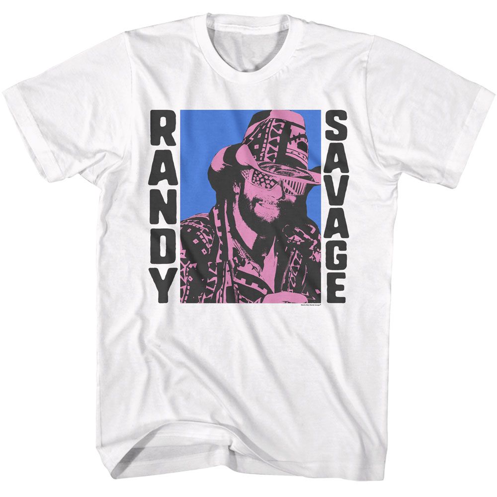 MACHO MAN-MACHO MAN RANDY SAVAGE-WHITE ADULT S/S TSHIRT