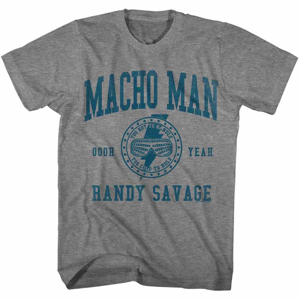 MACHO MAN-MACHO MAN COLLEGIATE-GRAPHITE HEATHER ADULT S/S TSHIRT