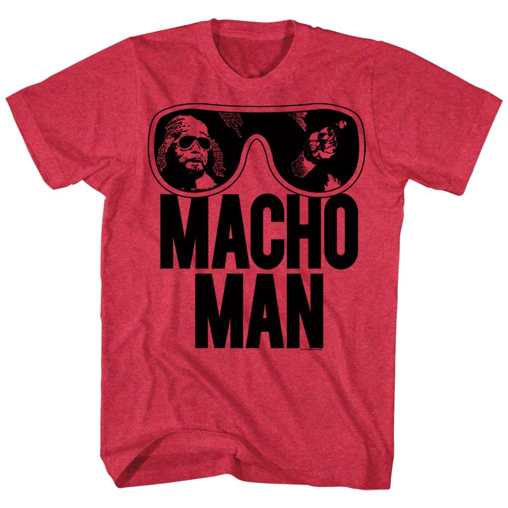 MACHO MAN-OOOLD SCHOOL-RED HEATHER ADULT S/S TSHIRT