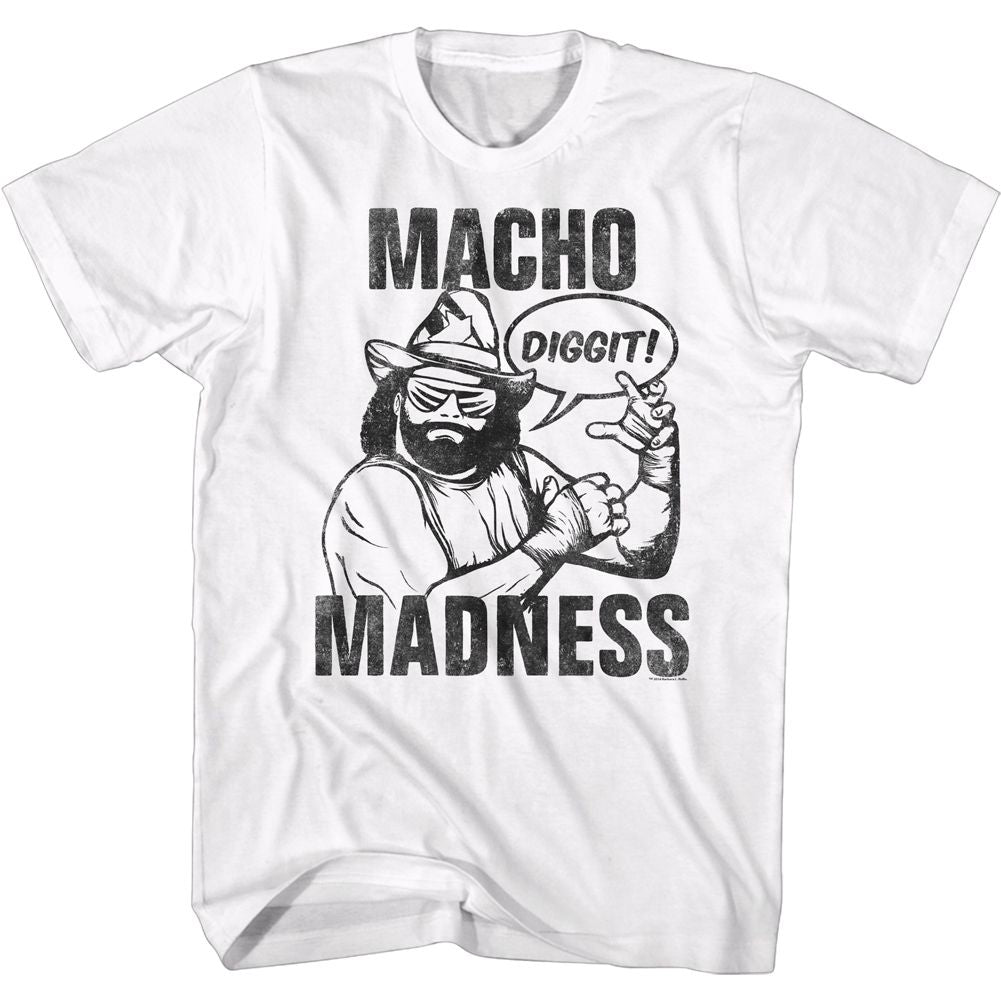 MACHO MAN-DIGGIT-WHITE ADULT S/S TSHIRT