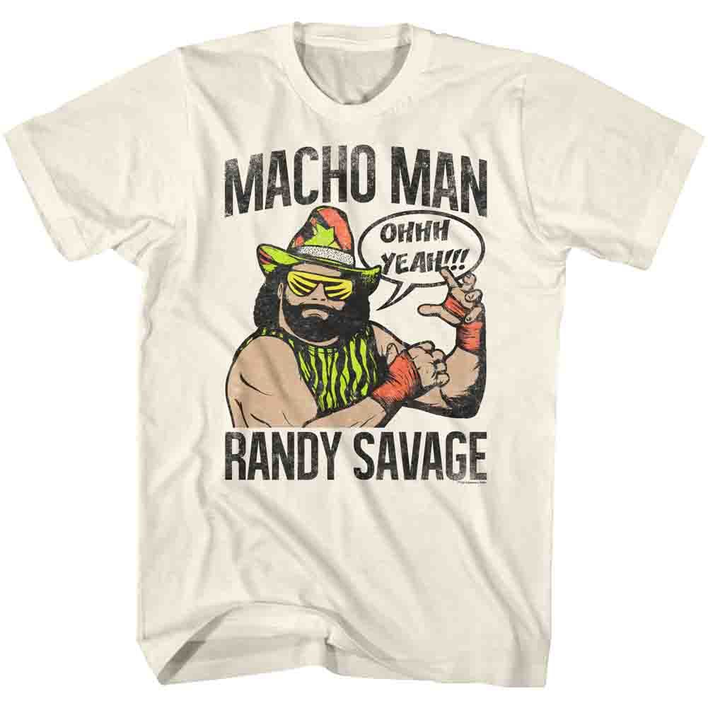 MACHO MAN-OH YEAH-NATURAL ADULT S/S TSHIRT