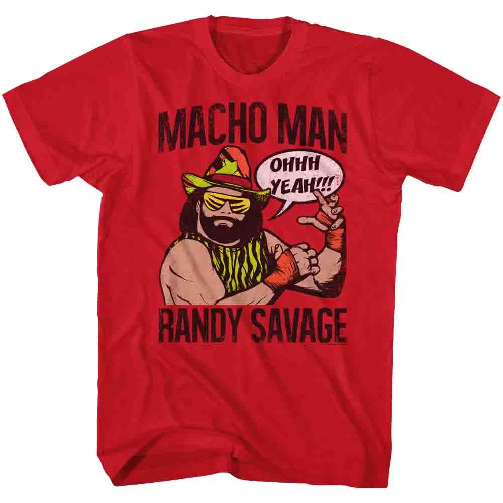 MACHO MAN-OOOH YEAH-RED ADULT S/S TSHIRT