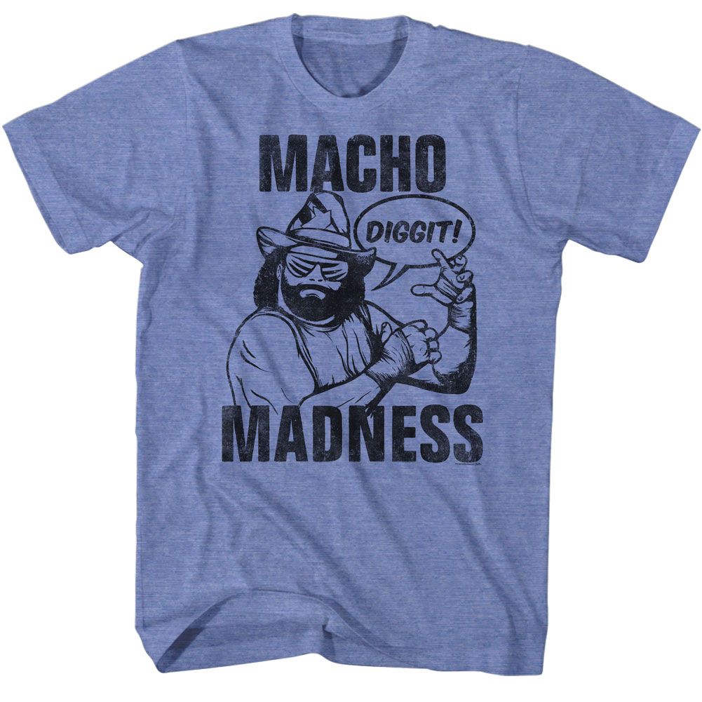MACHO MAN-MACHO-LIGHT BLUE HEATHER ADULT S/S TSHIRT