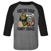 Thumbnail for MACHO MAN-MACHO-PREMIUM HEATHER/VINTAGE BLACK ADULT 3/4 SLEEVE RAGLAN