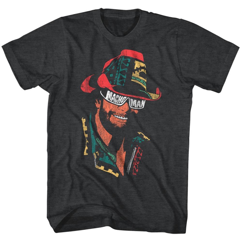 MACHO MAN-MMGLASSES-BLACK HEATHER ADULT S/S TSHIRT
