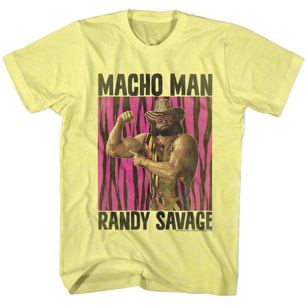 MACHO MAN-RANDY SAVAGE-YELLOW HEATHER ADULT S/S TSHIRT