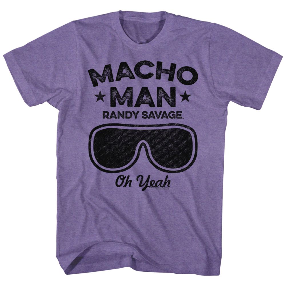 MACHO MAN-OH YEAH-PURPLE HEATHER ADULT S/S TSHIRT