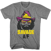 Thumbnail for MACHO MAN-SAVAGE AF-GRAPHITE HEATHER ADULT S/S TSHIRT