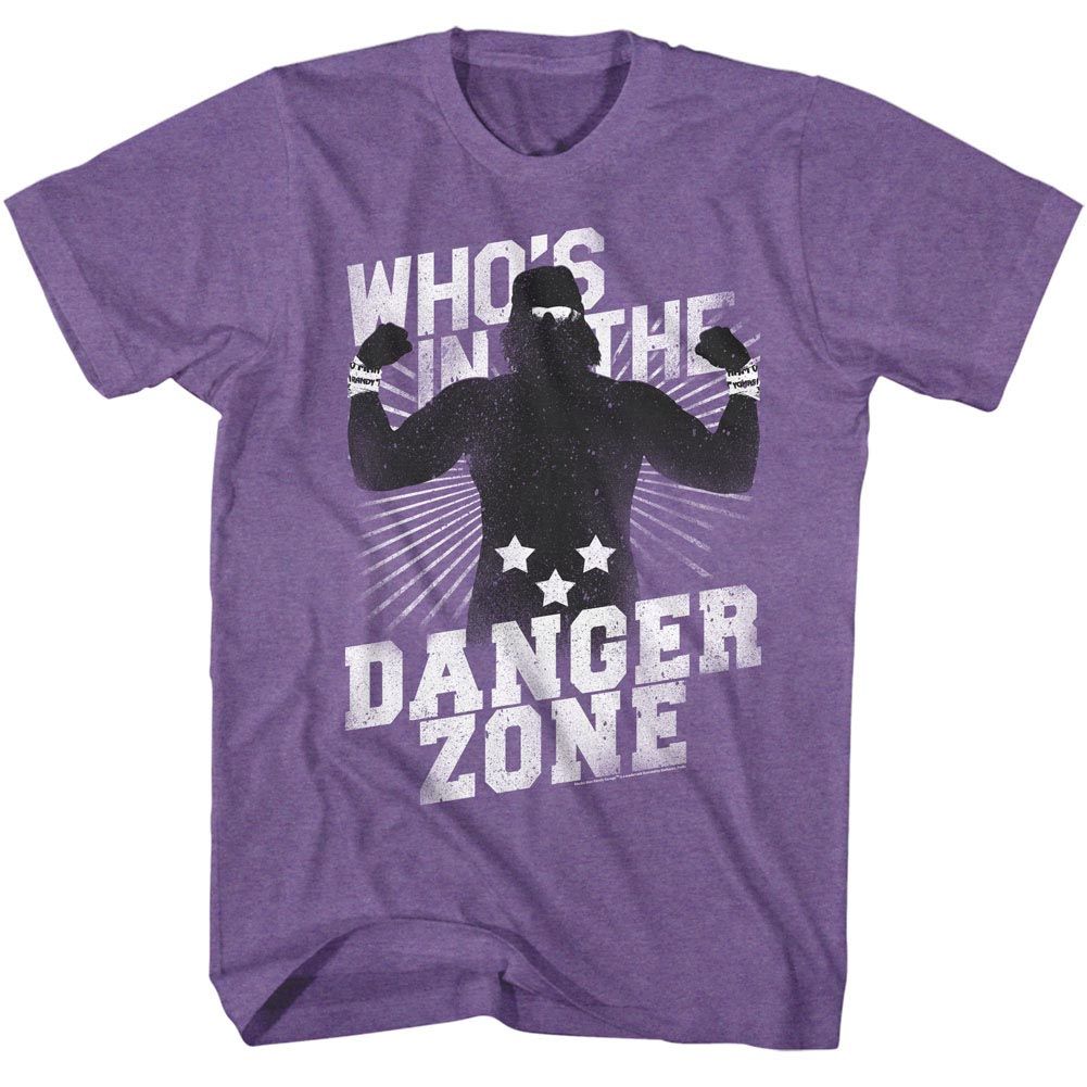 MACHO MAN-DANGER ZONE-PURPLE HEATHER ADULT S/S TSHIRT