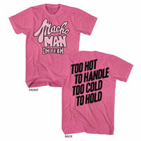 Thumbnail for MACHO MAN-TOOHOT-RETRO PINK HEATHER ADULT S/S TSHIRT