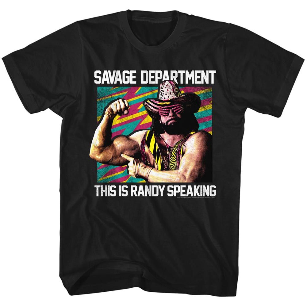 MACHO MAN-SAVAGE DEPT-BLACK ADULT S/S TSHIRT