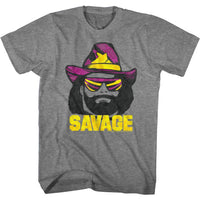 Thumbnail for MACHO MAN-JUST SAVAGE-GRAPHITE HEATHER ADULT S/S TSHIRT