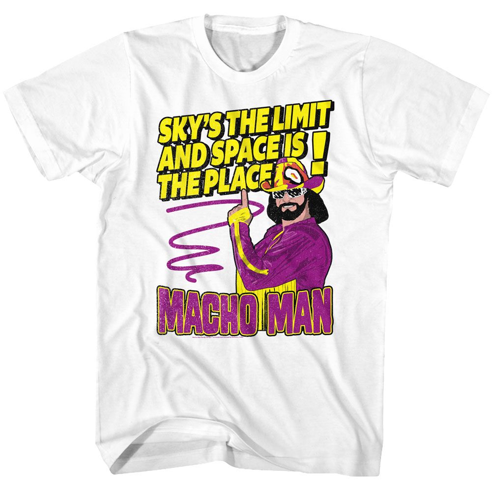 MACHO MAN-SKYS THE LIMIT-WHITE ADULT S/S TSHIRT