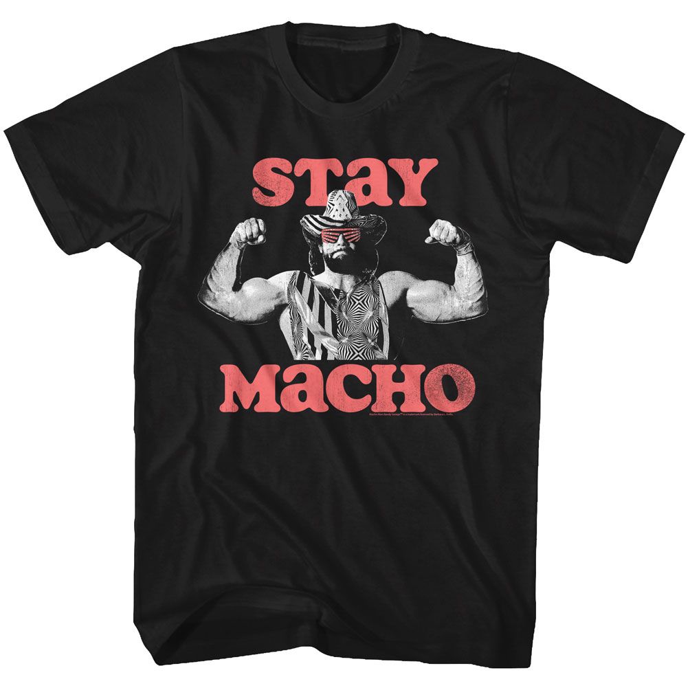 MACHO MAN-STAY MACHO-BLACK ADULT S/S TSHIRT