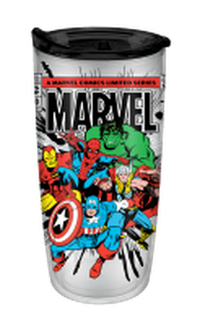 Thumbnail for Marvel Comics Retro Group  20oz Double Wall Travel Tumbler w/ Slide Close Lid – 12 pc ppk ($4.75 each)