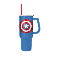 Thumbnail for Captain America Classic Shield Stainless Steel Tumbler   40oz Stainless Steel Tumbler w Handle – 12 pc ppk ($13.75 each)