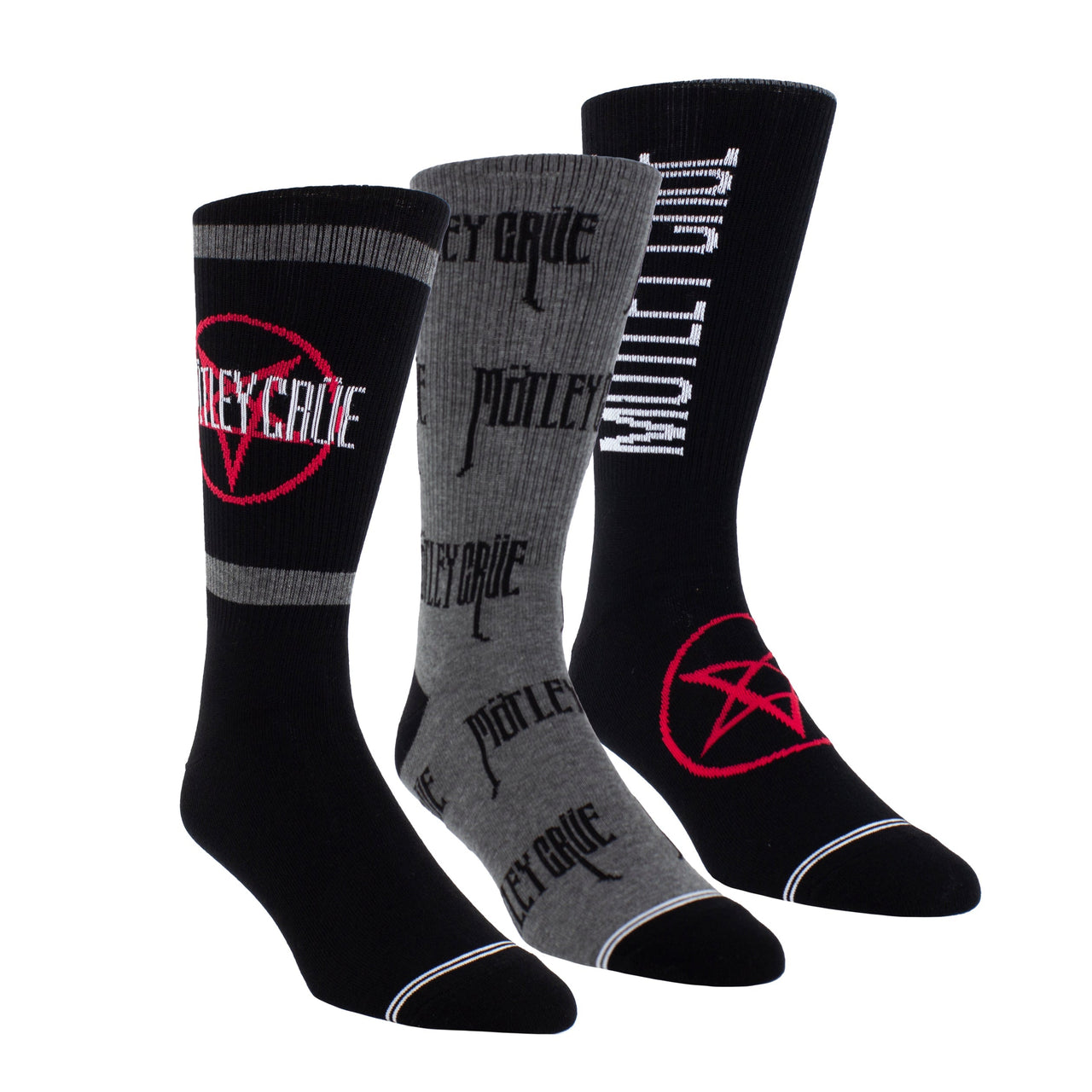 MOTLEY CRUE ASSORTED Knit Crew Socks, 3PAIR